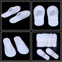 Yu Well 12 Pairs Disposable Spa Slippers Fluffy Closed For Hotel, Home, Guest Use, Fits Up To Us Men And Women, White