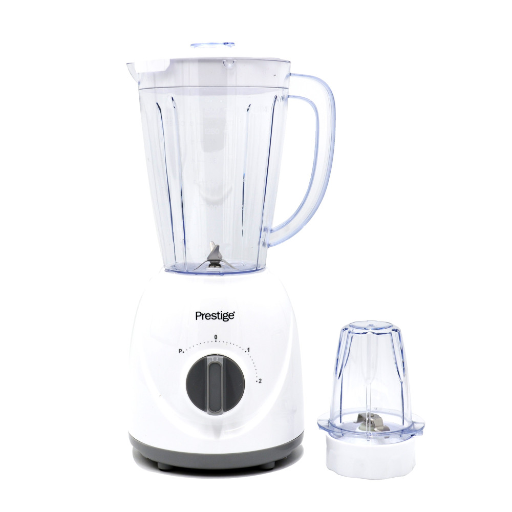 Prestige 2 in 1 Stand Blender 1.5 Ltr 400W, Blender with Grinder Mills Stainless Steel Blades and Two Pulse Control for Fine and Grinding of Coffee Herbs, White, PR81529