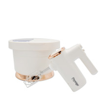 Prestige Stand Mixer with Spillage Proof Bowl Lid 300W, Quick Mixer with Plastic Bowl Viewing Egg Beater Hand and Stand Mixer bowl Combo, White, PR81532