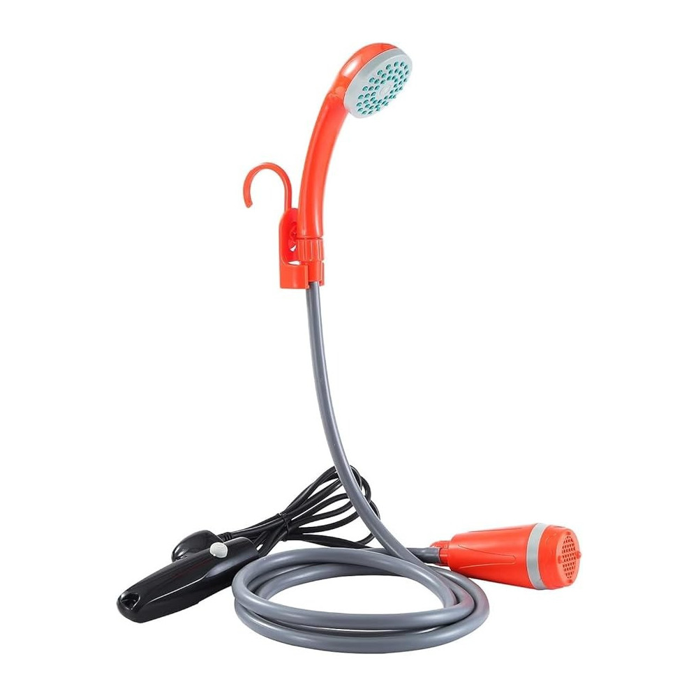 Yu Well Portable Outdoor Shower Battery Powered Compact Handheld Rechargeable Camping Showerhead, Orange/Grey