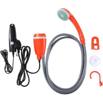 Yu Well Portable Outdoor Shower Battery Powered Compact Handheld Rechargeable Camping Showerhead, Orange/Grey