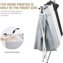 Yu Well Large Laundry Basket Bags Foldable, Laundry Hamper Portable Dirty Clothes Bag Sorter With Handle, Large Capacity Fabric Washing Storage Baskets For Bathroom Bedroom Home, Black-Grey, 3 Pocket