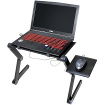 Yu Well Folding Laptop Stand Multi-Angle Adjustable Laptop Stand With CPU Cooling Fans And Mouse Pad For Bed Sofa Couch Writing Reading Studying, Black