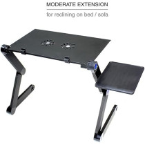 Yu Well Folding Laptop Stand Multi-Angle Adjustable Laptop Stand With CPU Cooling Fans And Mouse Pad For Bed Sofa Couch Writing Reading Studying, Black