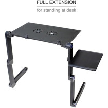 Yu Well Folding Laptop Stand Multi-Angle Adjustable Laptop Stand With CPU Cooling Fans And Mouse Pad For Bed Sofa Couch Writing Reading Studying, Black