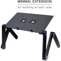Yu Well Folding Laptop Stand Multi-Angle Adjustable Laptop Stand With CPU Cooling Fans And Mouse Pad For Bed Sofa Couch Writing Reading Studying, Black