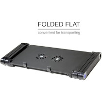 Yu Well Folding Laptop Stand Multi-Angle Adjustable Laptop Stand With CPU Cooling Fans And Mouse Pad For Bed Sofa Couch Writing Reading Studying, Black