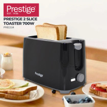 Prestige Toaster 2 Slice Bread Toaster Machine with 7 Settings Adjustable Browning Control Cancel Function Removable Crumb Tray Automatic Pop Up, 700w, Black, PR81534