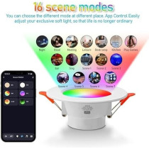 Yu Well Smart Wifi LED Recessed Downlight Tuya Smart Dimmable RGBWC Multicolour Dimmable Spot Light App Remote Control Compatible With Alexa Google Assistant, 10 Watts, Pack Of 5