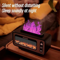 Yu Well 3D Simulated Fireplace Diffuser 7 Colours LED Ultrasonic Aroma Essential Oil Fire Flame Air Humidifier For Home And Office Use, Black, 200 ml