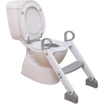 Yu Well Potty Training Seat With Ladder Adjustable Foldable Toilet With Splash Guard And Handles For Toddlers Non-Slip Potty Chair For Kids Toddler Toilet Seat With Step Stools, Grey/White