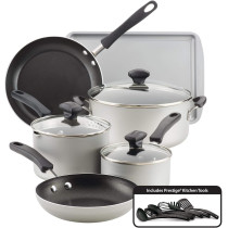 Farberware Cookstart Diamond Max Nonstick Cookware Pots and Pans Set, Nonstick Cookware Sets 15 Piece, Silver, FB22304