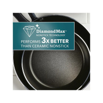 Farberware Cookstart Diamond Max Nonstick Cookware, Pots and Pans Set with Glass Lids Non-Stick Cookware Set 15 Piece, Black, FB22309