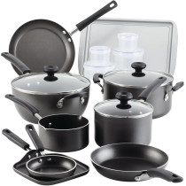 Farberware Cookstart Pots and Pans Set 20-Piece, Nonstick Cookware Set, Gray, FB22081