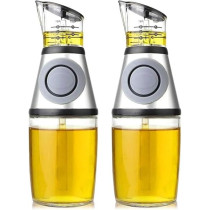 Yu Well Glass Spray Bottle, Olive Oil Sprayer, For BBQ, Salad, Baking, Grilling, Silver, 500 ml, 2 Pcs