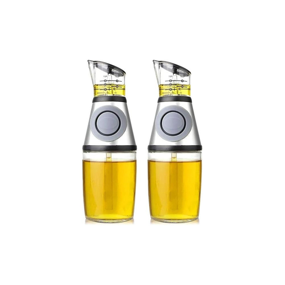 Yu Well Glass Spray Bottle, Olive Oil Sprayer, For BBQ, Salad, Baking, Grilling, Silver, 500 ml, 2 Pcs