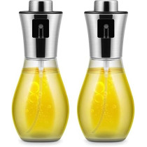 Yu Well Glass Spray Bottle, Olive Oil Sprayer, For BBQ, Salad, Baking, Grilling, Silver, 200 ml, 2 Pcs