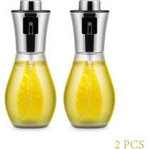 Yu Well Glass Spray Bottle, Olive Oil Sprayer, For BBQ, Salad, Baking, Grilling, Silver, 200 ml, 2 Pcs