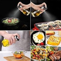 Yu Well Glass Spray Bottle, Olive Oil Sprayer, For BBQ, Salad, Baking, Grilling, Silver, 200 ml, 2 Pcs