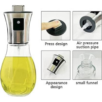 Yu Well Glass Spray Bottle, Olive Oil Sprayer, For BBQ, Salad, Baking, Grilling, Silver, 200 ml, 2 Pcs