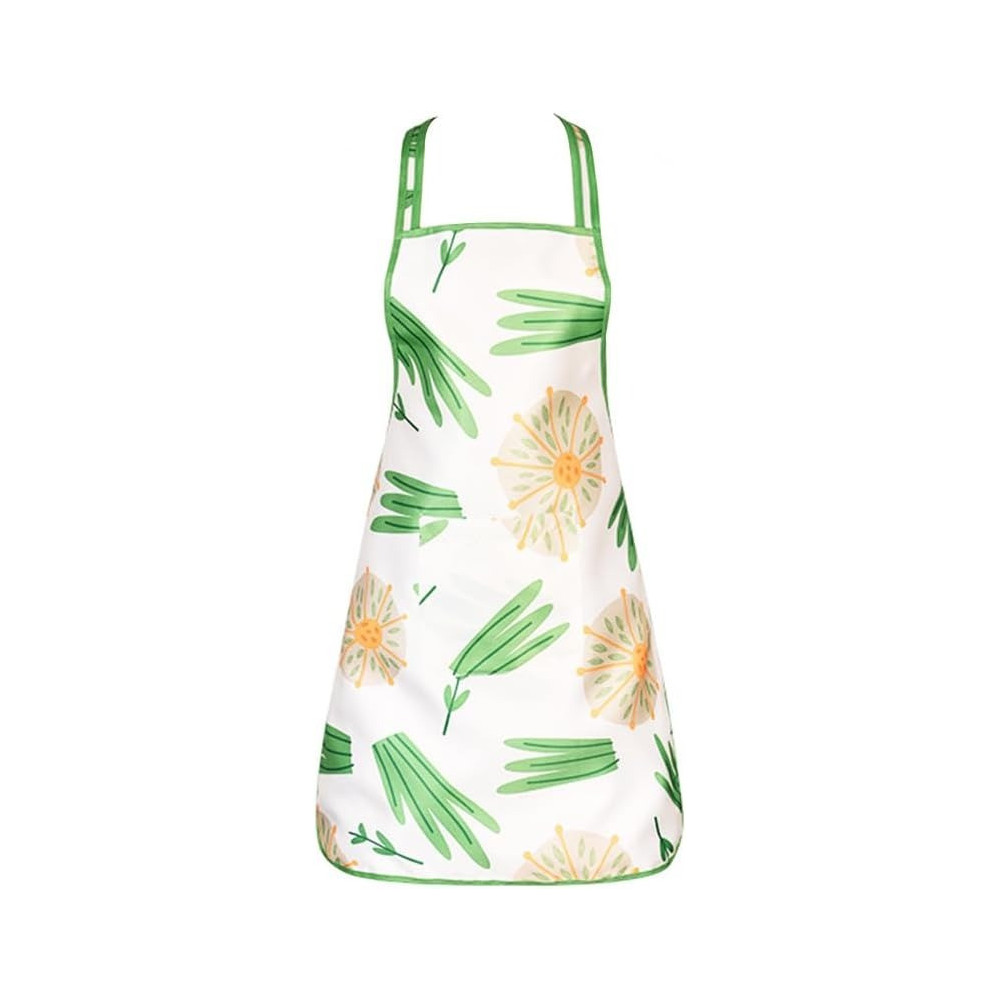 Yu Well Polyester Cooking Apron Adjustable Kitchen Apron Soft Waterproof Stainproof Chef Apron With Pocket For Women And Men, Artsy Leafy
