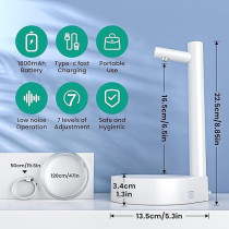 Yu Well Water Dispenser, Desk Water Dispenser For 5 Gallon Bottle, Low Decibel Bedside Water Dispenser Portable Detachable Water Jug Pump For Camping Home Office Kitchen Travel, White