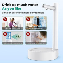 Yu Well Water Dispenser, Desk Water Dispenser For 5 Gallon Bottle, Low Decibel Bedside Water Dispenser Portable Detachable Water Jug Pump For Camping Home Office Kitchen Travel, White