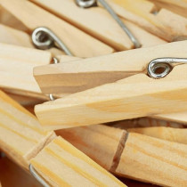 Yu Well Laundry Pegs, Set Of 24, Big Wooden Pegs, Crafts, Clothespins For Drying, Metal Spring, Natural, 24 Pc, Pack Of 1