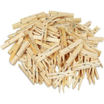 Yu Well Laundry Pegs, Set Of 24, Big Wooden Pegs, Crafts, Clothespins For Drying, Metal Spring, Natural, 24 Pc, Pack Of 5