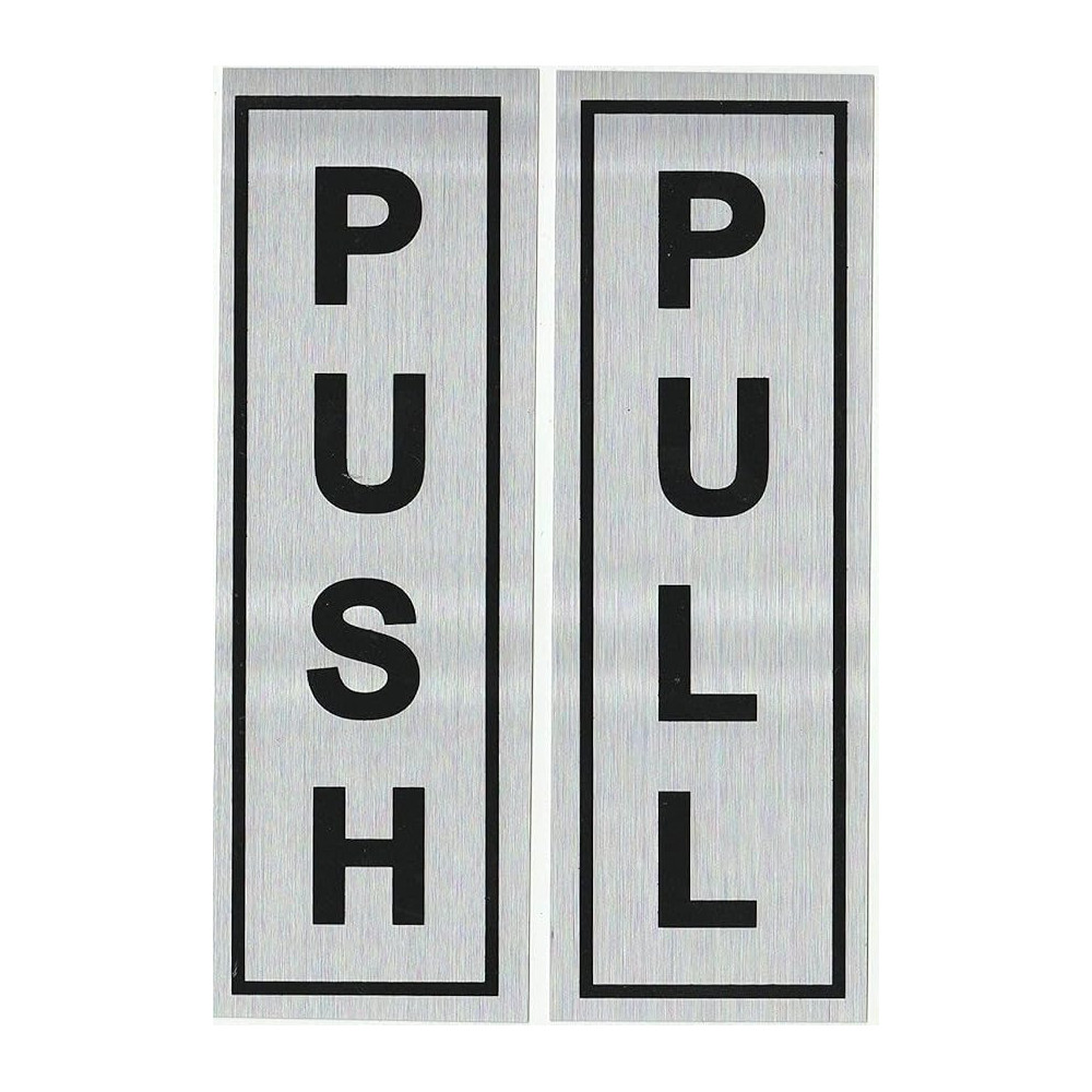 Yu Well Push Pull Metal Sign Stickers Self Adhesive Push And Pull Signage Board For Glass Wooden Doors/Office Hospital Mall Gate Sticker