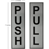 Yu Well Push Pull Metal Sign Stickers Self Adhesive Push And Pull Signage Board For Glass Wooden Doors/Office Hospital Mall Gate Sticker