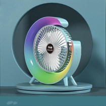 Yu Well Usb Charging Colour Fan Light, Silent Small Household Desktop, Strong Wind Desktop, Air Circulation, Large G Light, Blue