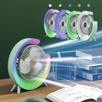 Yu Well Usb Charging Colour Fan Light, Silent Small Household Desktop, Strong Wind Desktop, Air Circulation, Large G Light, Blue