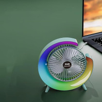 Yu Well Usb Charging Colour Fan Light, Silent Small Household Desktop, Strong Wind Desktop, Air Circulation, Large G Light, Blue