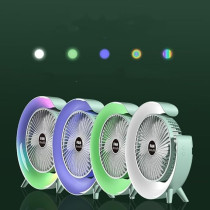 Yu Well Usb Charging Colour Fan Light, Silent Small Household Desktop, Strong Wind Desktop, Air Circulation, Large G Light, Blue