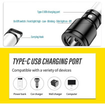 Yu Well Led Torch Light With Dual Light Source And Tail Hook For Fishing, 1, Black