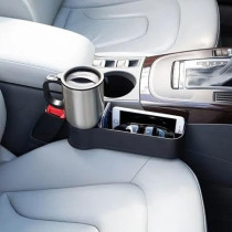 Yu Well Car Seat Gap Organizer, Car Storage Organizer, Seat Console Car Cup Holder With Extra Storage For Cards, Keys And Coins, Plastic, Black, 1