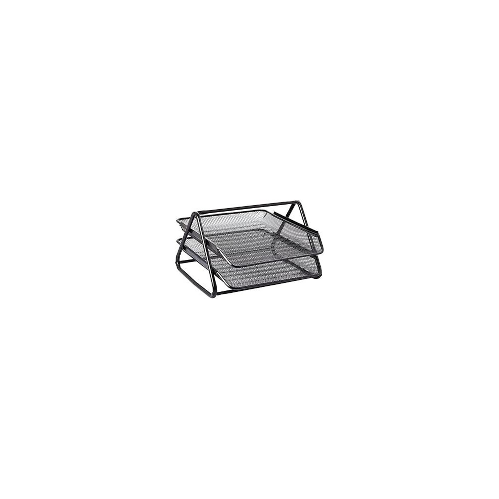Yu Well 2-Tier Metal Mesh Document Tray Desk Organizer Paper Holder For Desk, Black