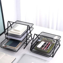 Yu Well 2-Tier Metal Mesh Document Tray Desk Organizer Paper Holder For Desk, Black