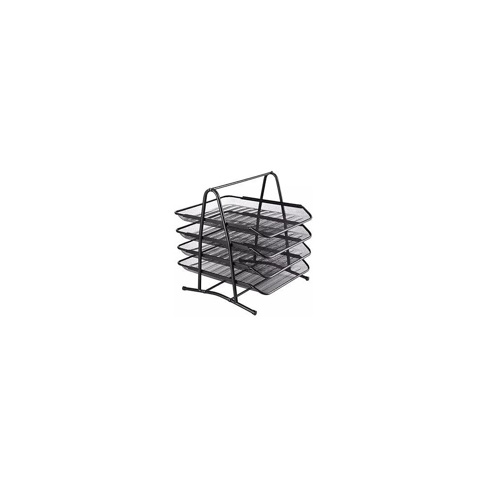 Yu Well 4-Tier Metal Mesh Document Tray Desk Organizer Paper Holder For Desk, Black