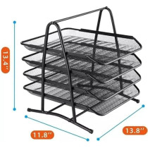 Yu Well 4-Tier Metal Mesh Document Tray Desk Organizer Paper Holder For Desk, Black