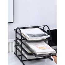 Yu Well 4-Tier Metal Mesh Document Tray Desk Organizer Paper Holder For Desk, Black
