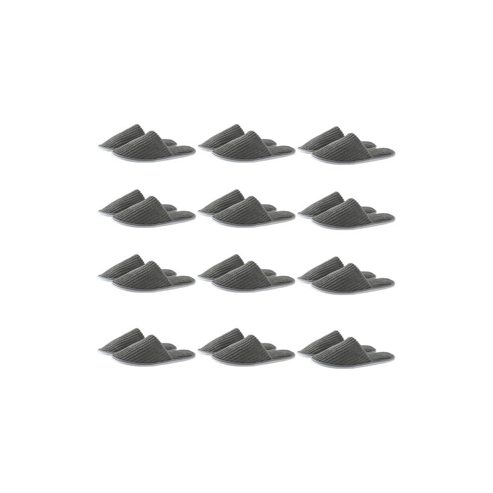 Yu Well Spa Slippers 12 Pair Disposable Thick Soft Cotton, Grey For Home, Travel For Most Men And Women, Size Uk 10-11