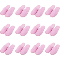 Yu Well Spa Slippers 12 Pair Disposable Thick Soft Cotton, Pink For Home, Travel For Most Men And Women, Size Uk 10-11