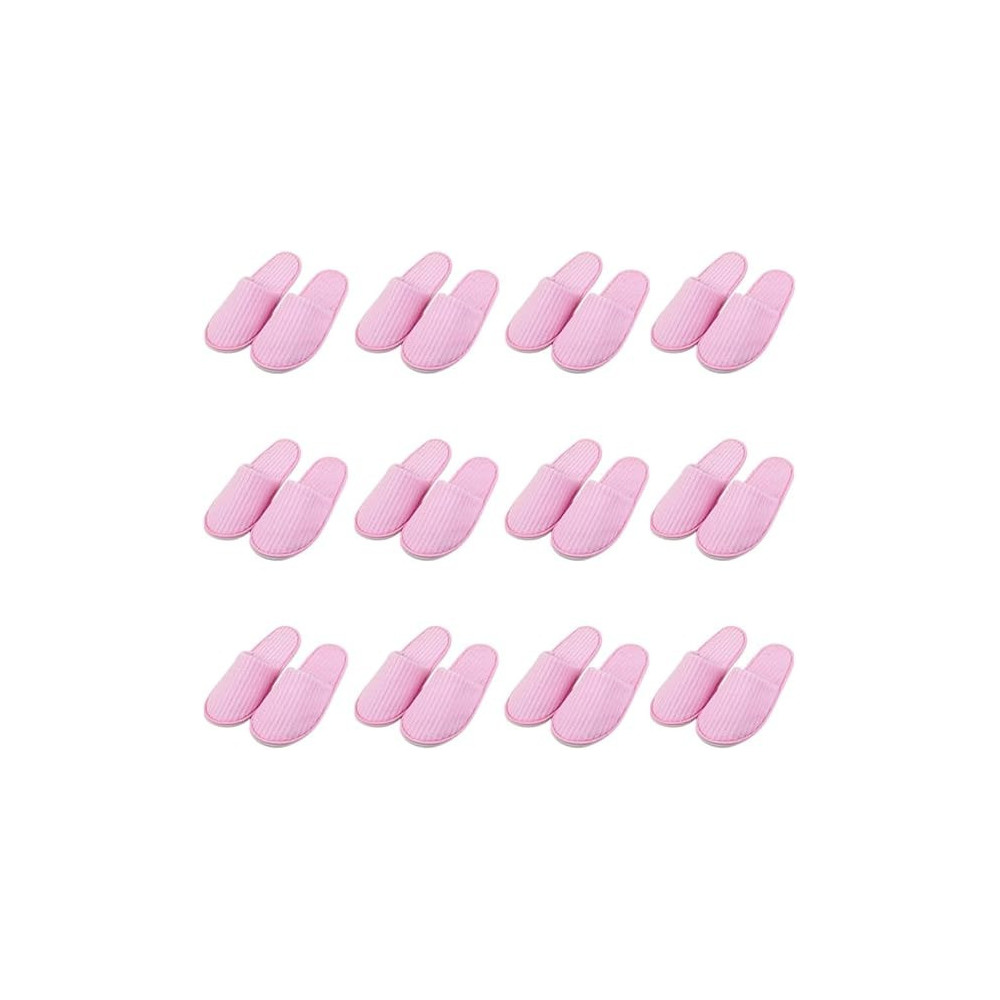Yu Well Spa Slippers 12 Pair Disposable Thick Soft Cotton, Pink For Home, Travel For Most Men And Women, Size Uk 10-11