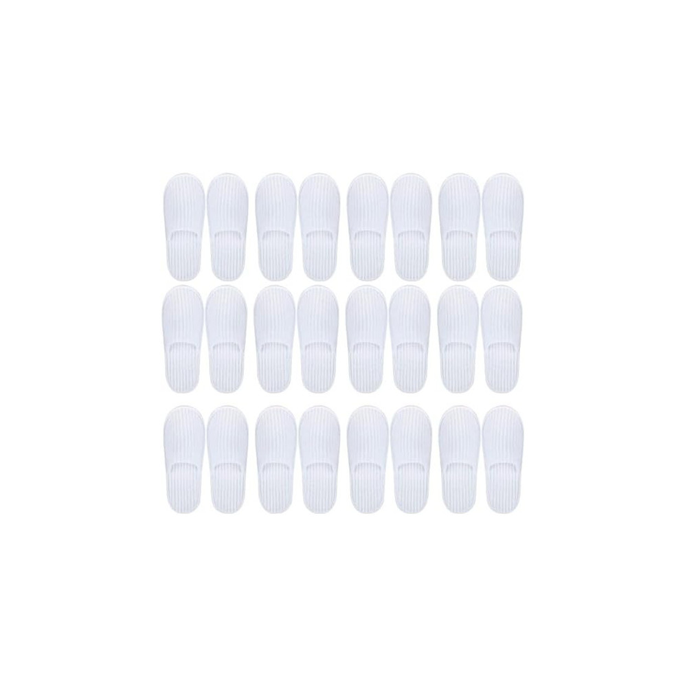 Yu Well Spa Slippers 12 Pair Disposable Thick Soft Cotton, White For Home, Travel For Most Men And Women, Size Uk 10-11