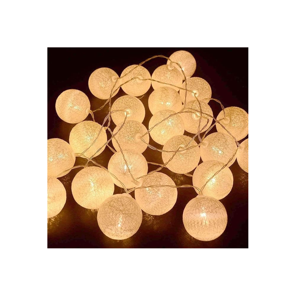 Yu Well LED Ball String Lights, Indoor/Outdoor Light, Enhance Playtime Experience For Party, Christmas, Ramadan, Wedding, Tent, 20 White Balls, 3 Meter, Pack Of 2