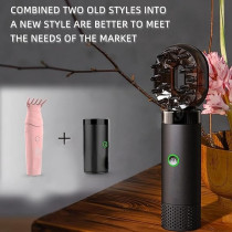 Yu Well New Electric Aroma Diffuser Comb And Car Incense Burner 2 in 1 Round Head Rechargeable Portable USB Type C Environment Aromatizer Electric Bukhoor Burner With Comb, Black