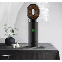 Yu Well New Electric Aroma Diffuser Comb And Car Incense Burner 2 in 1 Round Head Rechargeable Portable USB Type C Environment Aromatizer Electric Bukhoor Burner With Comb, Black