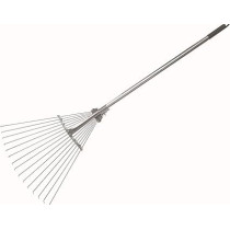 Yu Well Adjustable Metal Leaf Rake, Garden Lawn Rake, Lightweight Telescopic Expanding Weeds Rake With Handle For Quick Cleaning Weed, Silver